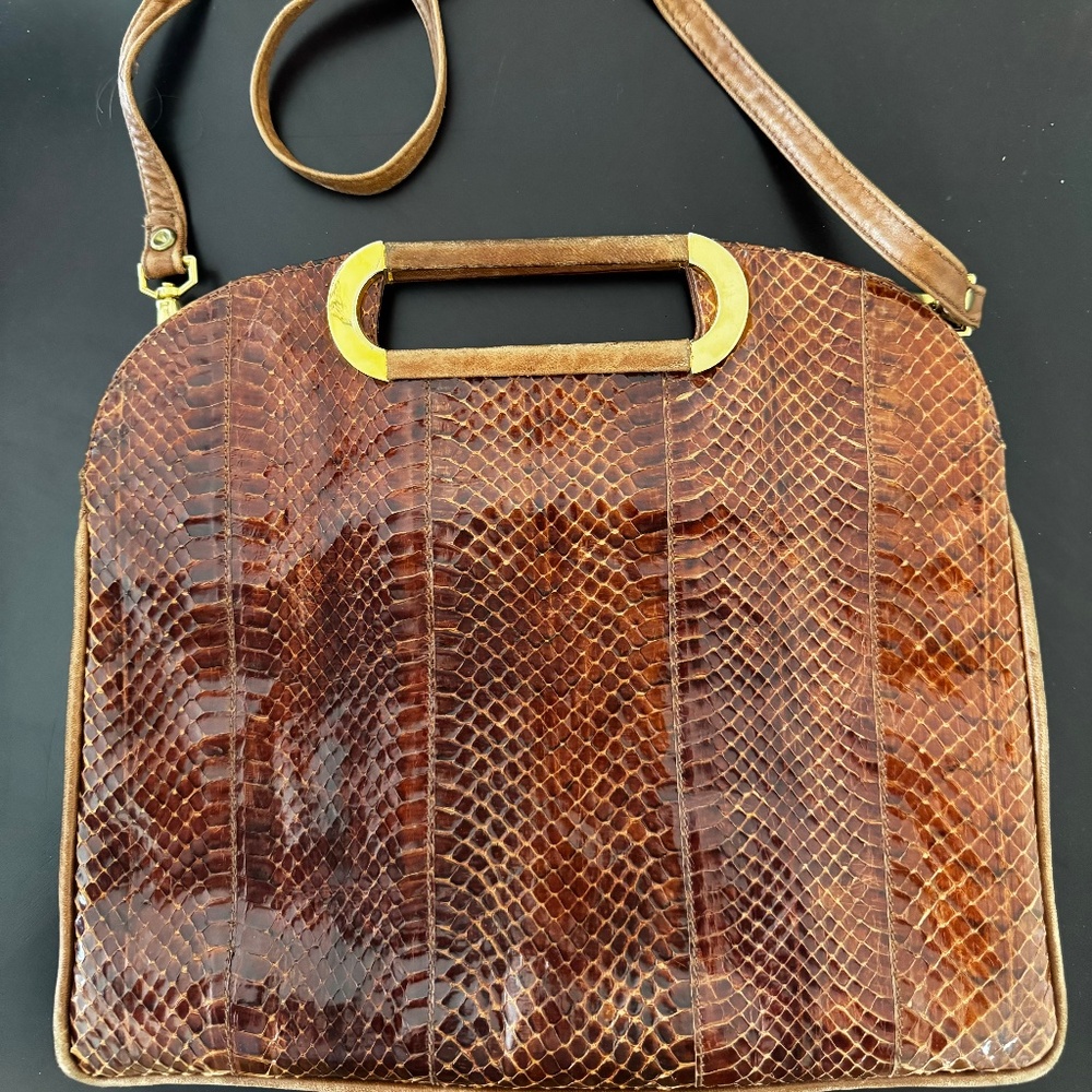 Vintage Birks Snakeskin Purse Handbag Shoulder suede leather  Designer 70's